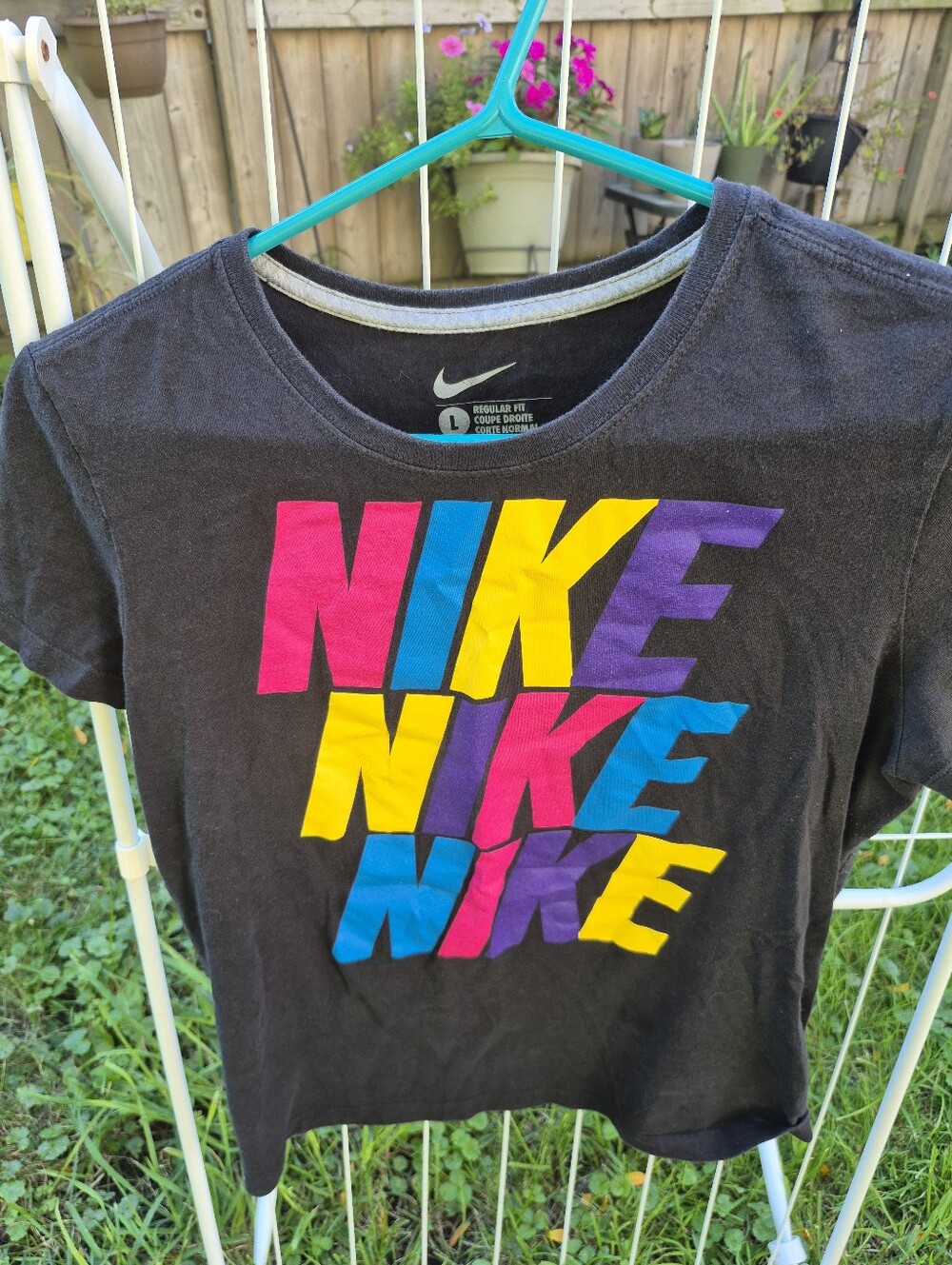 Nike Black Short Sleeve Tee with Bright Multicolor NIKE Stack